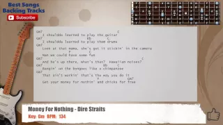 🎸 Money For Nothing - Dire Straits Guitar Backing Track with chords and lyrics