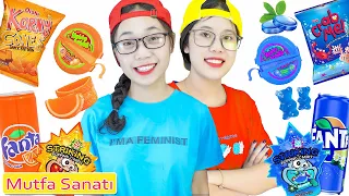 Blue Food VS Orange Food Challenge 블루 푸드 VS 오렌지 푸드 챌린지 Mutfa Sanatı