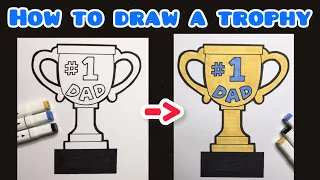 How To Draw a Trophy for Father’s Day 🏆 | easy steps | art for kids