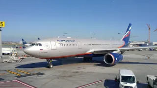 Aeroflot plane from Moscow docking at LAX