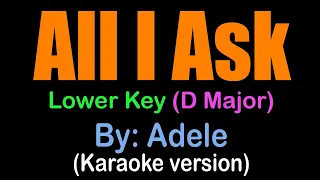 ALL I ASK - Adele / lower key D Major /  (karaoke version)