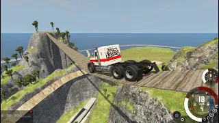 Truck🚛 Crossing🚸 Wood🪵 Bridge 🌉Beamng Drive Game Damage 😯🔥