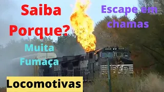 Locomotivas a diesel soltando fumaça e fogo pela chaminé saiba porque isto acontece?