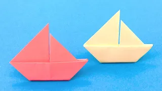 Easy Paper Sail Boat, Square Paper / Easy Sticky Note Origami - Boat / Post-it Origami, Origami Boat