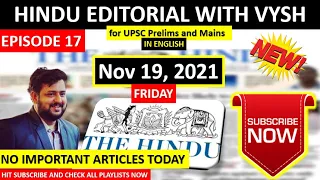 BEST Hindu Editorial in English | Hindu EDITORIAL in English | 19th November 2021 | By Vysh | HINDU