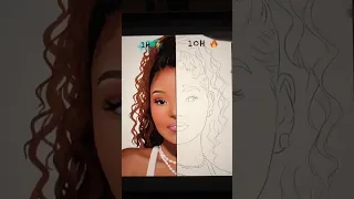 Drawing✨HALLE BAILEY✨ in 10 hours😱💓 #disney #thelittlemermaid #princess #hallebailey #arr #drawing