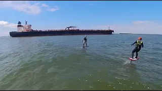 Galveston Bay Tanker Surf Foiling, Sept. 2023