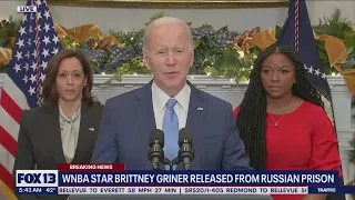 President Biden on Brittney Griner release: 'She is safe. She is on a plane. She is on her way home'
