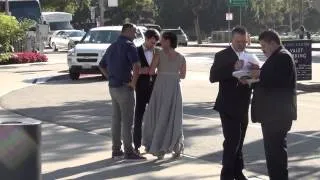 Jenna Ushkowitz greets fans outside the Dorothy Chandler Pavilion in Los Angeles