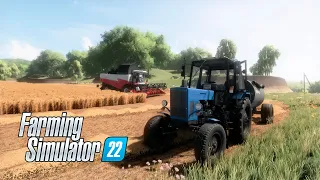 Farming Simulator 22 / Карта Сосновка / Начало уборочной. Уборка ячменя. День 1. Акрос 595+