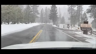 SNOWING good now in Big Bear Lake, CA. Lake snow drive. Fawnskin back to Bear Lake. 3/3/2021. SNOW!!