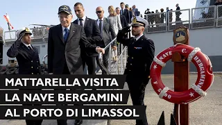 Mattarella visita la nave Bergamini al porto di Limassol