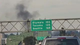 i5 Bridge Black Smoke Fire Burning Vancouver WA