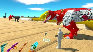 FPS AVATAR & IRON MAN T-REX RESCUE MISSION DEATH RUN - Animal Revolt Battle Simulator