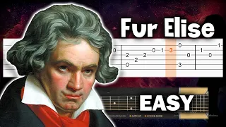 Beethoven - Fur Elise - EASY Guitar tutorial (TAB)