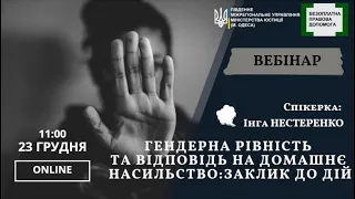 Вебінар «Гендерна рівність та відповідь на домашнє насильство: заклик до дій»