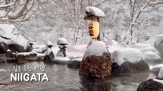 설국 니가타 눈 맞으면서 노천 온천ㅣ일본 겨울 온천 여행ㅣ일본 료칸ㅣ일본 브이로그ㅣNiigata Onsen Ryokanㅣ新潟旅行、貝掛温泉