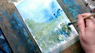 Impressionist watercolor landscape