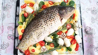 Carp baked in sour cream with lemon.  An easy recipe for fish in the oven