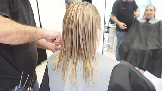 SHE WANTS TRENDY HAIRCUT WITH BANGS - BLONDE LAYERED CUT