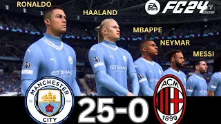 WHAT HAPPEN IF MESSI, RONALDO, MBAPPE, NEYMAR, PLAY TOGETHER ON MANCHESTER CITY VS AC MILAN