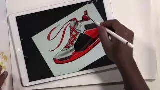 iPad Pro: How to Draw a basketball shoe adding color and texture