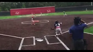 8U Kid Pitch, Catcher and SS with the play