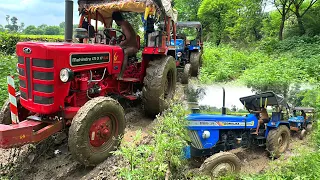 Mahindra 475 DI XP PLUS & SONALIKA MM-39 Tractor SONALIKA DI-35 in Mud Badly Pulling by | tractor