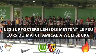 VfL Wolfsburg - RC Lens : La chaude ambiance mise par les supporters lensois lors du match amical