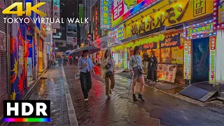 Rainy night walk in Shibuya | Hours before typhoon hits Tokyo • 4K HDR