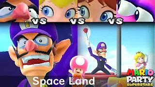 Mario Party Superstars Waluigi vs Peach vs Daisy vs Birdo in Space Land (Master)