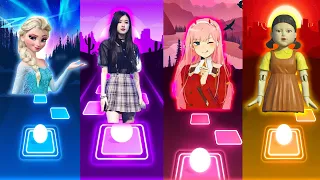 Let it go Frozen vs Black pink vs 2 phut hon vs Squid Game - Tiles Hop EDM Rush