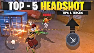 TOP-5 New ( HEADSHOT TRICKS ) in  Free fire  || SECRET ( ONETAP ) TRICK " ONLY RED NUMBER "