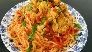 Spaghetti sauce tomate et poulet au curry 👍👍👍