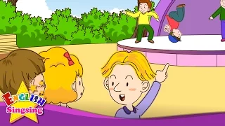 [Present progressive] What's he doing? He's dancing. jumping. jogging. - Easy Dialogue for Kids