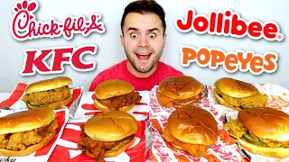 Jollibee VS Chick-fil-A VS Popeyes VS KFC! Who has the best CHICKEN SANDWICH? - Fast Food Mukbang