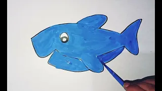 Shark Drawing | Painting and Coloring for Kids | Toddlers.  #coloring #shark #sharkdrawing