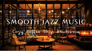 Smooth Jazz Music - Cozy Winter Coffee Shop Ambience ☕With Fireplace for Relax, Study