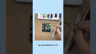 Interpretación mini de La Noche Estrellada de Van Gogh 💫🌚 | TikTok marubautista_art