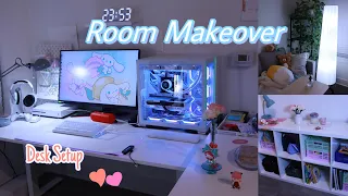 Room Makeover, cozy & aesthetic, desk setup, decorating & room organization.