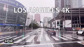 Rainy Drive Through Downtown Los Angeles - 4K HDR - Ambient Drive TV
