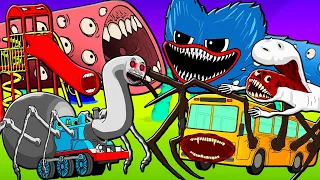 TOP 10 SERIES EATERS! TRAIN EATER EXTRA SLIDE BUS EATER BRIDGE WORM Cartoon Animation