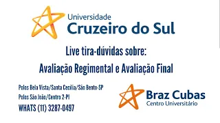 Live tira-dúvidas sobre Avaliação Regimental e Avaliação Final 2024/1