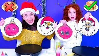 🎄 Блинный ЧЕЛЛЕНДЖ На Новый Год 2019 | Christmas Pancake Art Challenge |  מכינים פנקייק אתגר