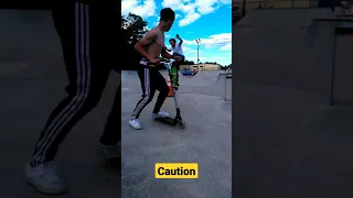 Scooter almost snakes Skater at SkatePark #shorts