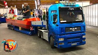 BRUDER Tv - RC BIG Truck MAN Low loader trailer transport cargo ship!