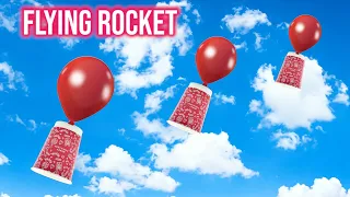 Flying rocket balloon how to make flying rocket paper cup balloon video new balloon craft video