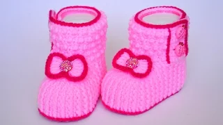 Пинетки крючком для принцессы. Crochet booties for girl DIY