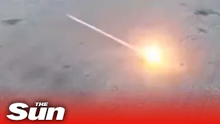 Ukrainian forces blow up Russian tank with a Javelin missile