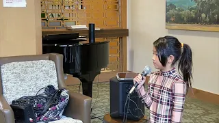 7 year old girl singing Speechless from Aladdin at a senior center